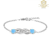 Bracelet argent 925 inifinity pierre bleu